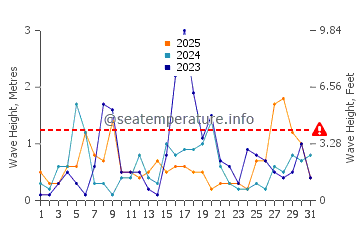 Waves height in El Lance de la Virgen in January