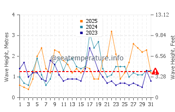 Waves height in El Palmar de Vejer in January