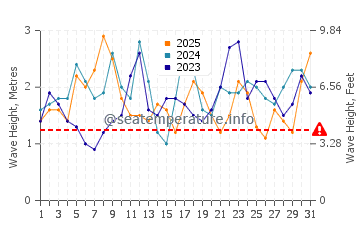 Wellenhöhe in Eleele im Januar