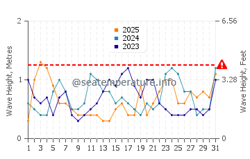 Waves height in Elliott Heads in January