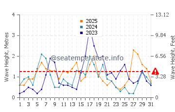 Waves height in Es Calo in January
