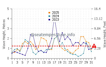Waves height in Es Castell in January