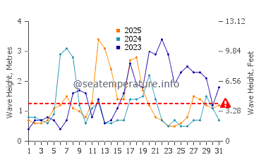 Waves height in Es Grau in January