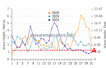 Waves height in Espinho in January