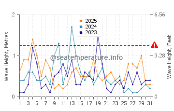 Waves height in Evergreen Beach in January