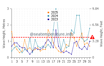 Waves height in Flinders Island in January