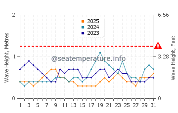 Waves height in Gizo in January
