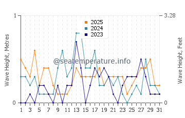 Waves height in Grosse Pointe Farms in January