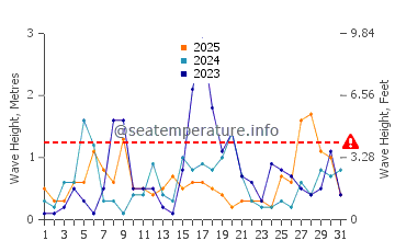Waves height in Guainos Bajos in January