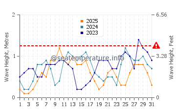 Altura de las olas en Guinticgan en enero