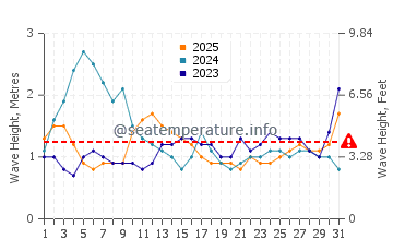 Waves height in Hana in January