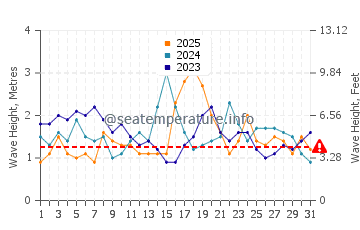 Waves height in Hat Head in January