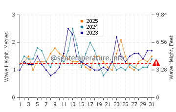 Waves height in Honolua Bay in January
