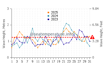 Waves height in Isla Blanca in January