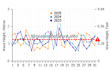 Waves height in Jan Juc in January