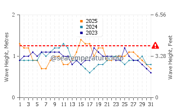 Waves height in Kanyakumari in January