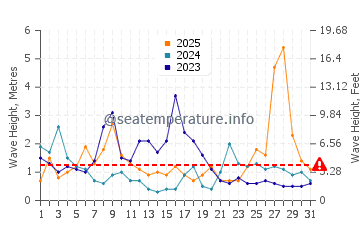 Altezza delle onde La Grande Côte a gennaio