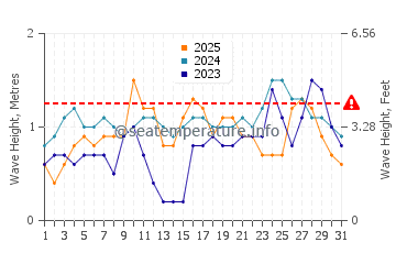 Waves height in Lagi in January