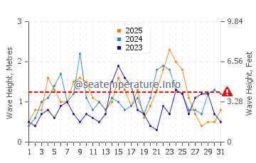 Waves height in Lantana in January
