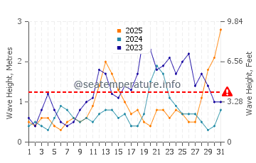 Waves height in Las Caletas in January