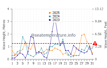 Waves height in Las Marinas in January