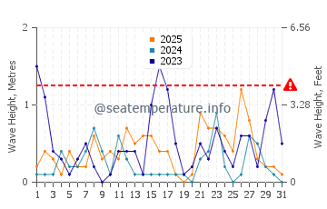 Waves height in Las Palomas in January