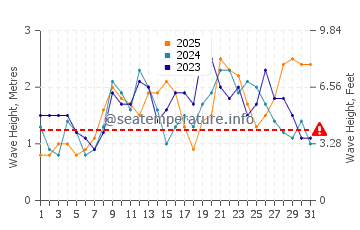 Waves height in Las Puntas in January