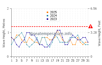 Altezza delle onde Las Toninas a gennaio