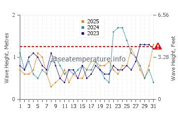 Altura das ondas Le Borgne em janeiro