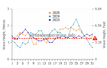 Wellenhöhe in Le Moule im Januar