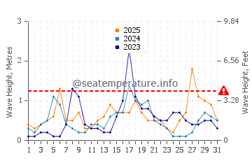 Waves height in Los Narejos in January