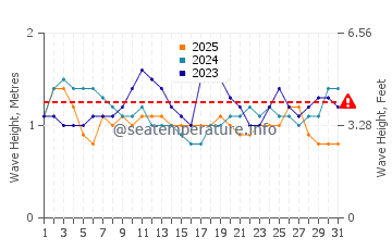 Waves height in Los Organos in January