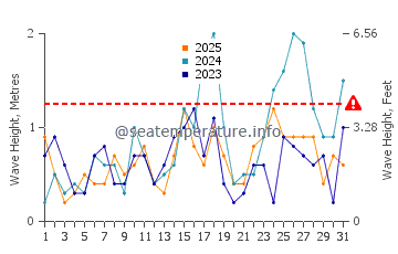 Waves height in Low Head in January