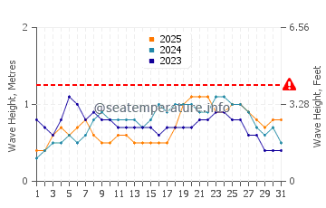 Wellenhöhe in Mahaut im Januar