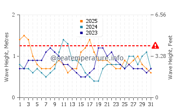Waves height in Male in January
