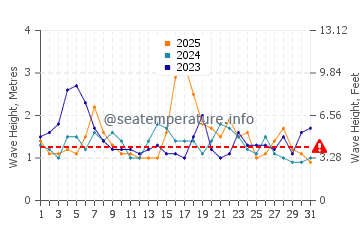 Waves height in Malua Bay in January