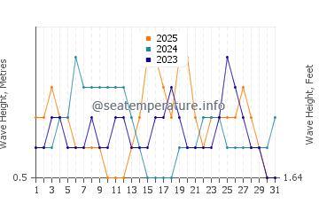 Waves height in Manavalakurichi in January