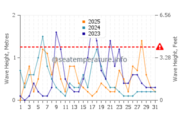 Altezza delle onde Bossoglina a gennaio