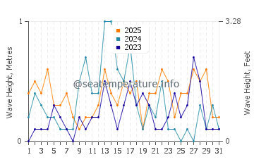 Waves height in Marine City in January