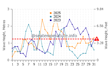 Waves height in Mas Pinell in January