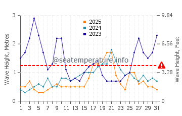 Waves height in Matarangi in January