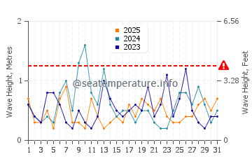 Waves height in Minnesott Beach in January