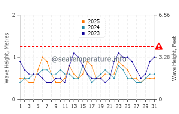 Waves height in Morjim in January