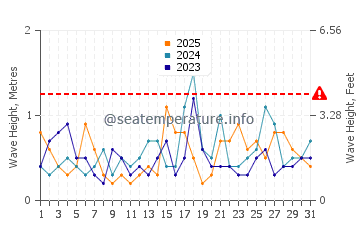 Waves height in Mornington in January