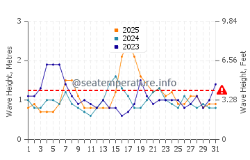 Waves height in Mosman in January