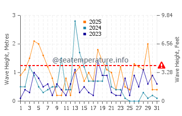 Waves height in Munising in January