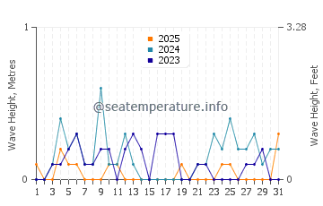 Waves height in Mutiny Bay in January