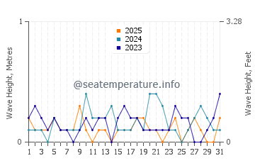 Waves height in Nahuel Huapi in January