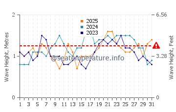 Altura das ondas Naiguata em janeiro