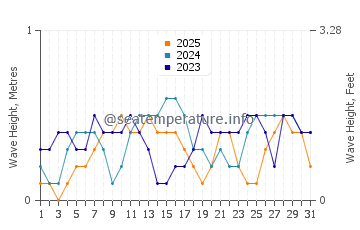 Waves height in Naro in January